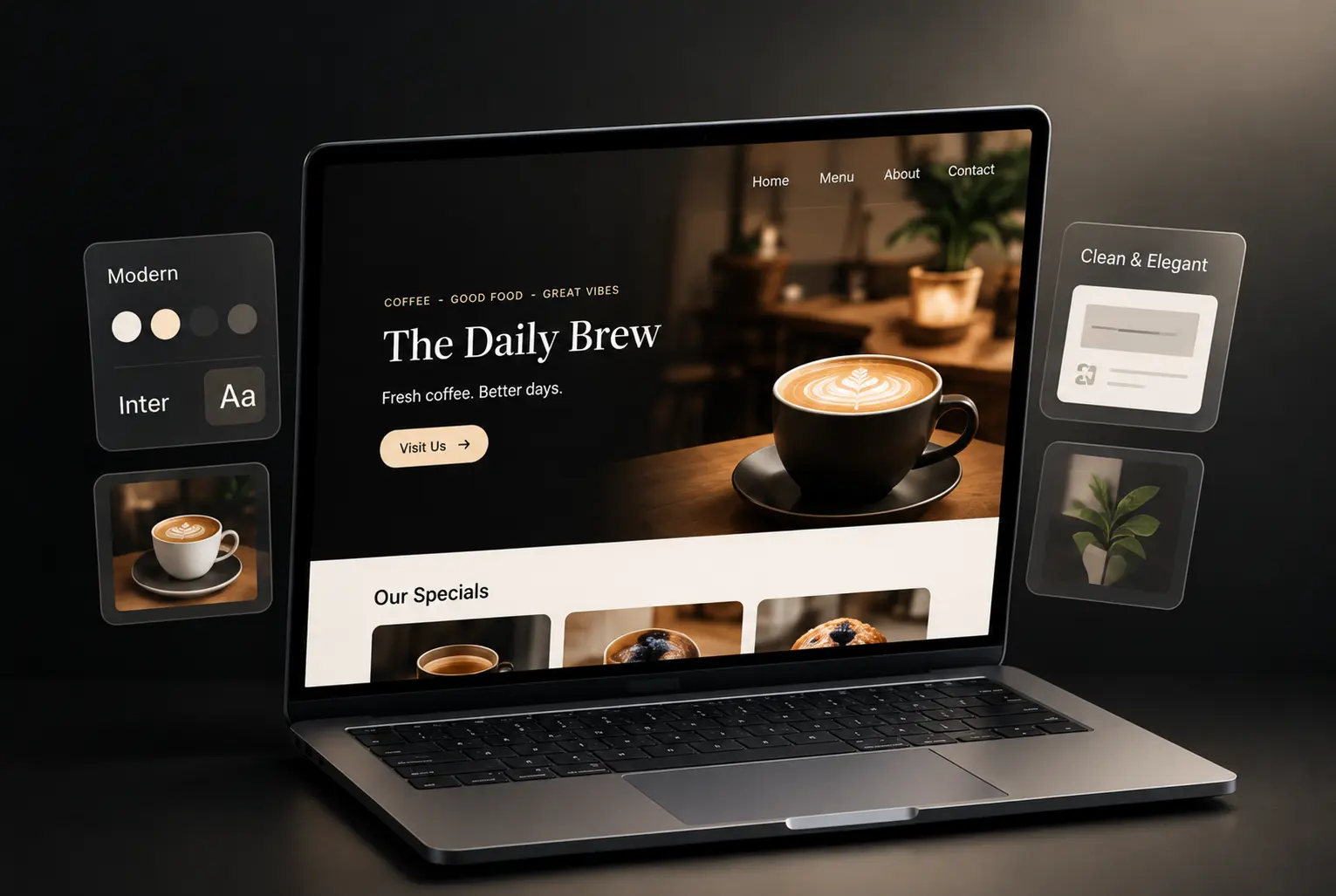 Website concept shown on a laptop